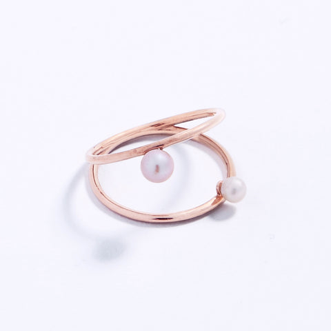 Duo ring- 14k rose gold or yellow gold