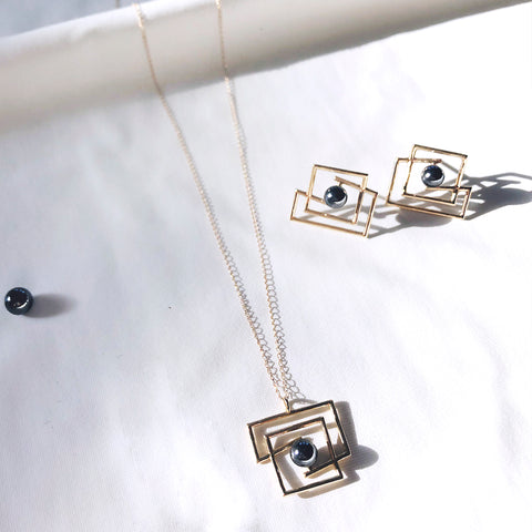 Volten Square Necklace- hematite