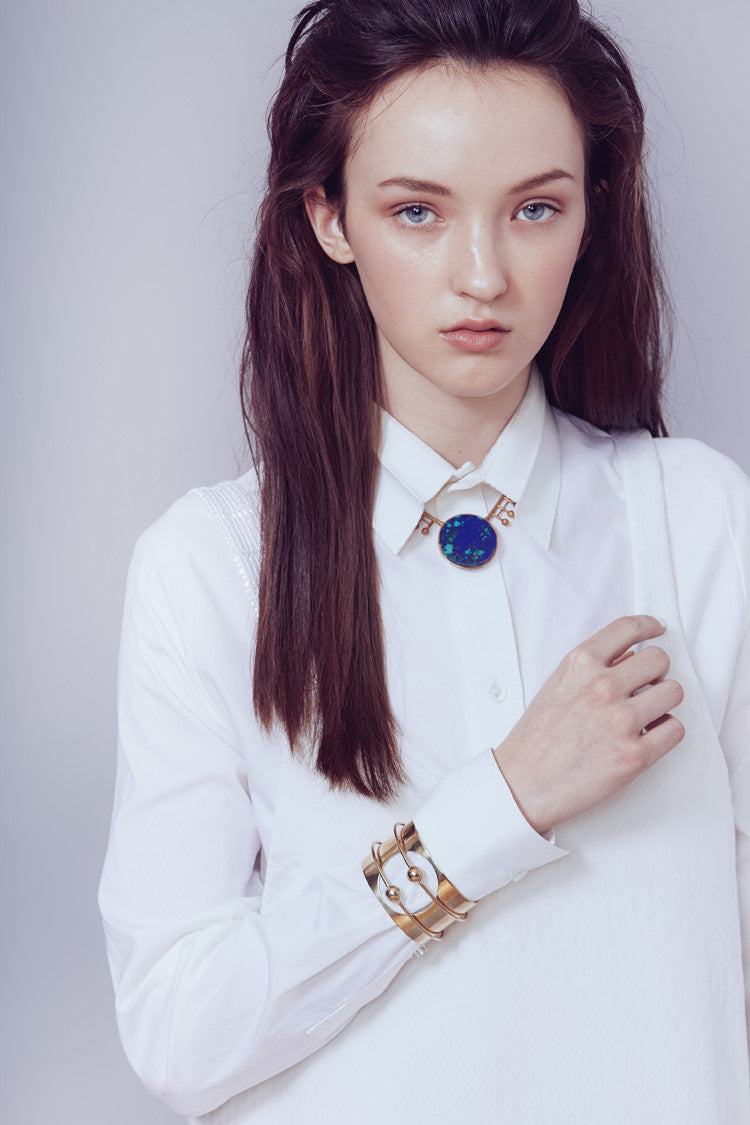 Orbital Necklace - unfinished brass; shown with Orbit Cuff