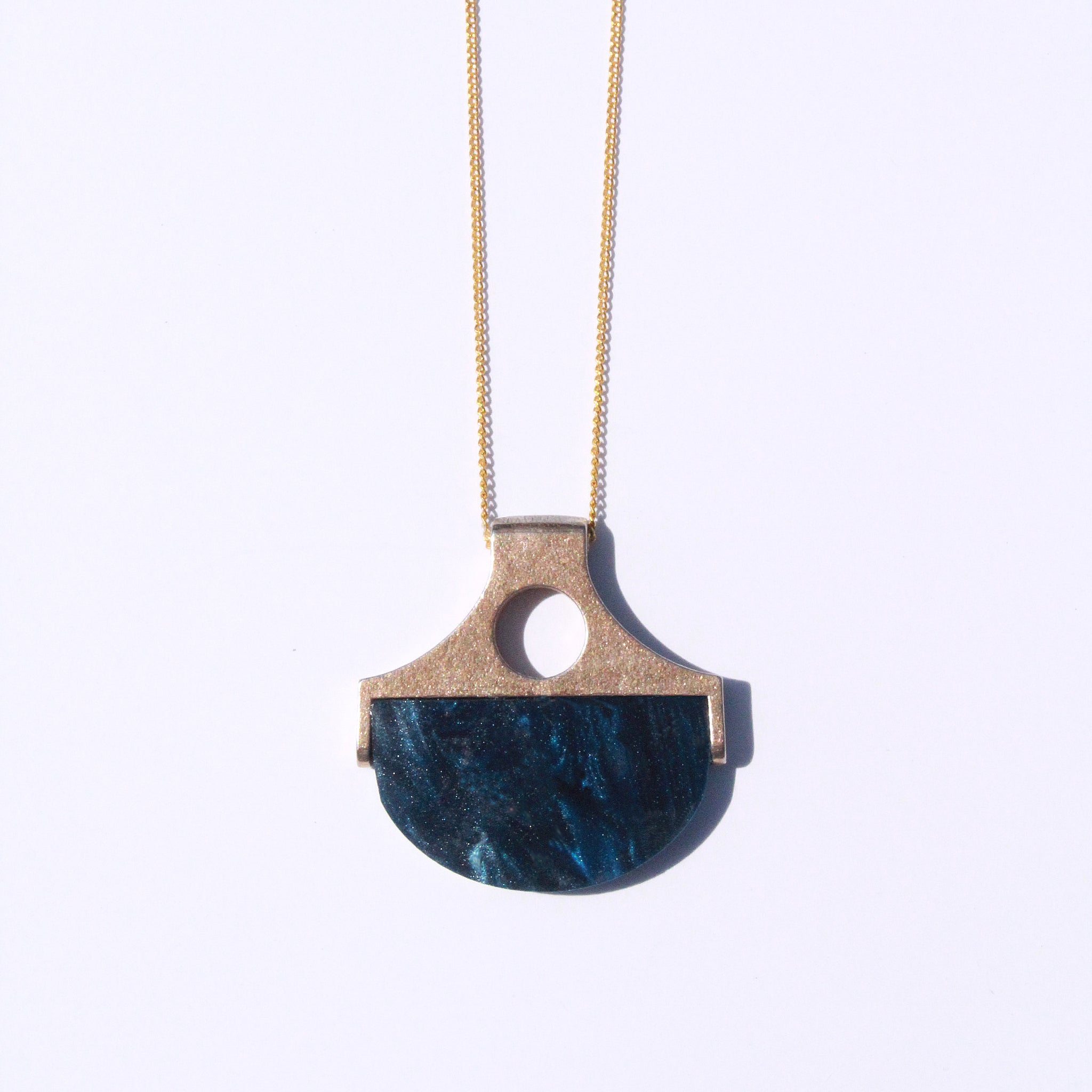 Metalepsis NeoNeo neo-classical pendant pearlescent brass pearlescent cobalt