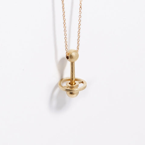 Flying Disc Necklace in Brass
